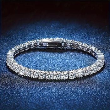European and American Popular Tennis Bracelets for Men and Women, S925 Plated Full Diamond Super Flash Tennis Chain Design, European and American Trendy Hand Accessories