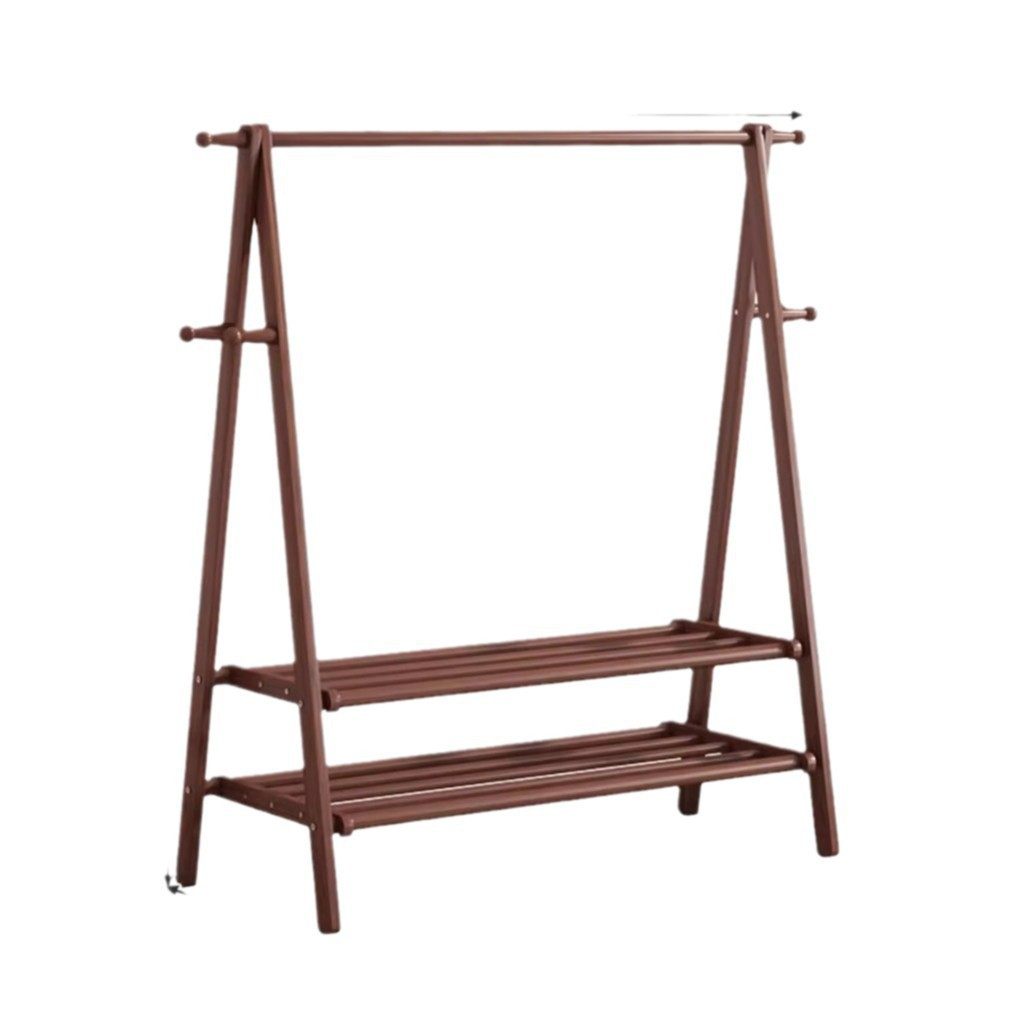 Solid Wood Clothes Hanger Floor-Standing Bedroom Coat Rack Household Clothes Drying Rack Indoor Clothes Storage Rack Wooden Clothes Hanger