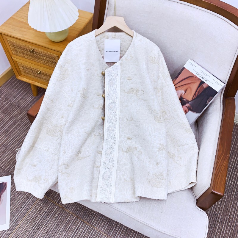 Áo khoác dạ nữ dáng bomber cổ tròn phối màu tương phản — Màu be, Xám nhạt