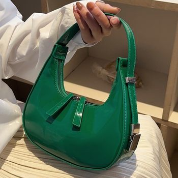 Foreign Trade Super Popular Patent Leather Women's Bag 2025 New Winter Fashion Versatile Shoulder Bag Trendy High-End Underarm Bag