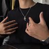 Double Cross Diamond Necklace for Men, Versatile, Trendy, Hip-Hop, Simple and Personalized Design, Clavicle Chain, Non-Fading Gift Jewelry