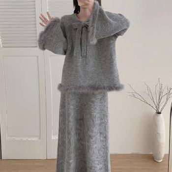 Maternity Wear 2025 New Autumn and Winter Style with a Complete Set of Lazy, Loose and Gentle Sweaters and Skirts Two-Piece Suits