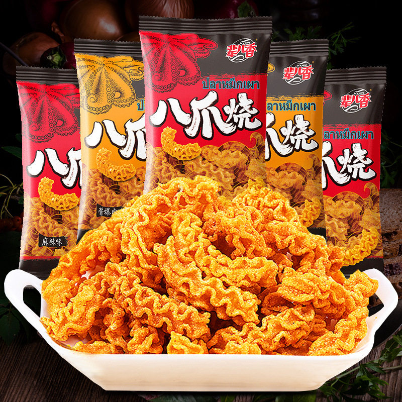 Sener Xiang Eight Claw Burning Shake Sound Net Red Explosions Spicy Snacks Crispy Snacks Office Greedy Snacks Wholesale
