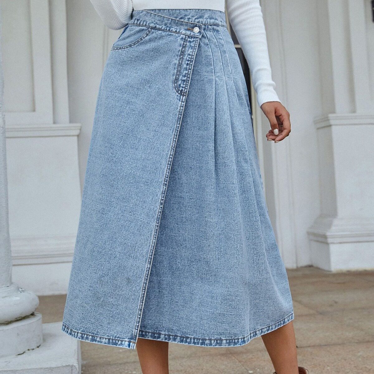 High Waisted A Line Denim Skirt Casual Trendy Slim Fit Womens Fashion for Everyday Wear Wholesale Available