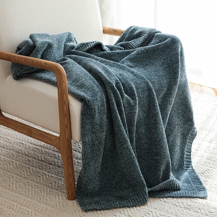 Chenille Knitted Sofa Decorative Blanket Throw Knitted Blanket Pure Color New Ready-Made Delivery