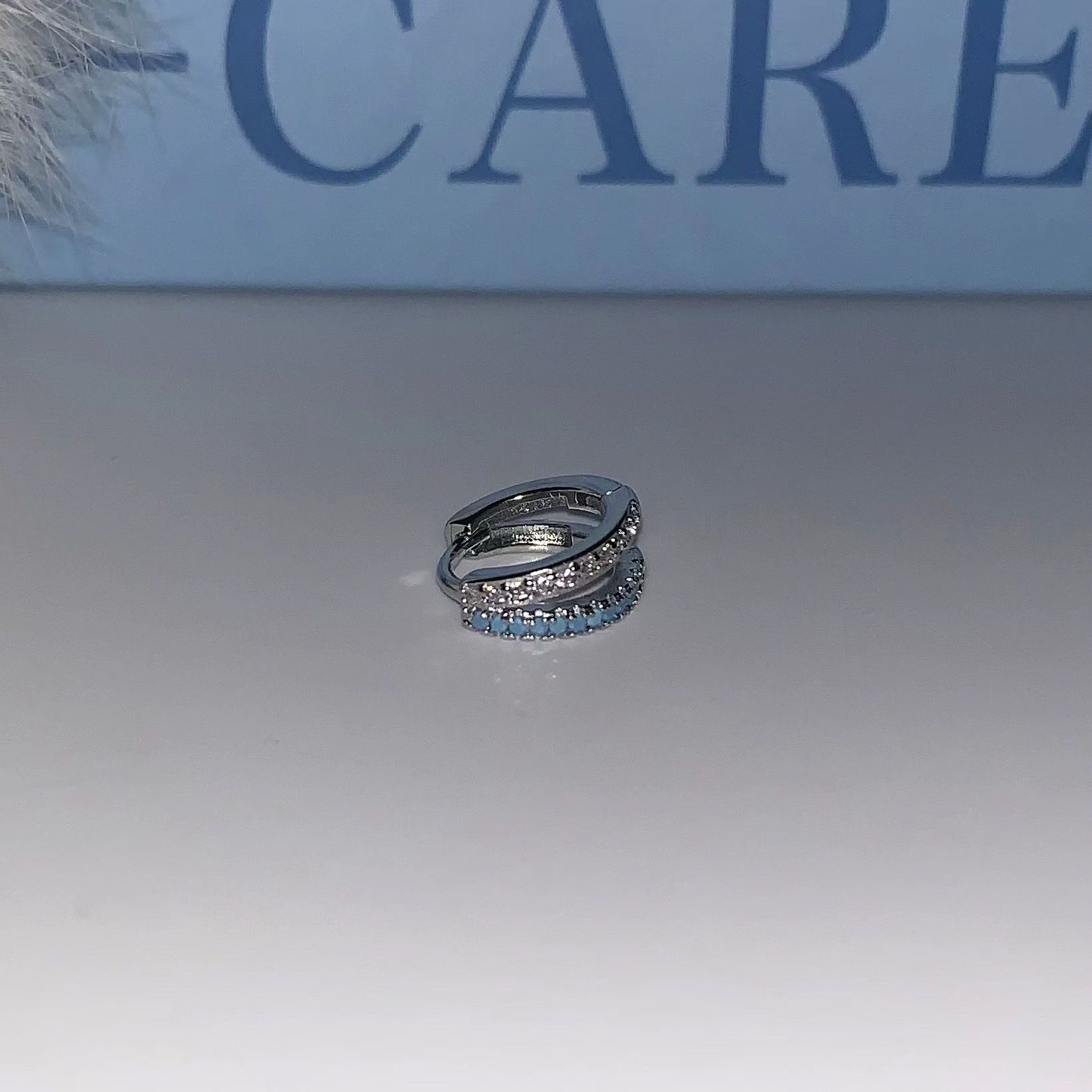 ブルー二層イヤリングシングル