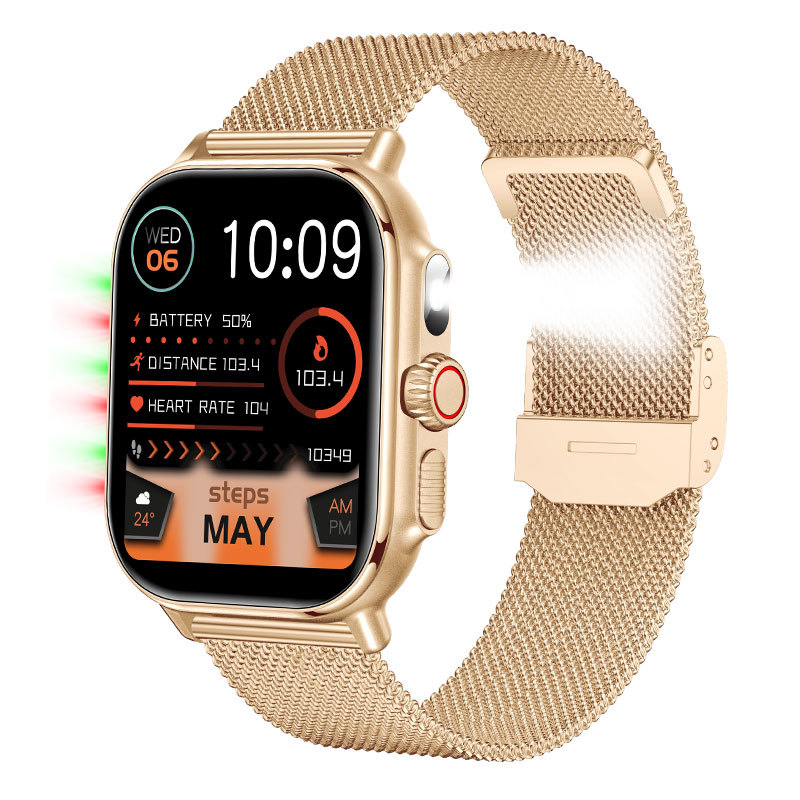 New smart watch HD screen Bluetooth call sports bracelet real blood oxygen with encoder flashlight atmosphere light