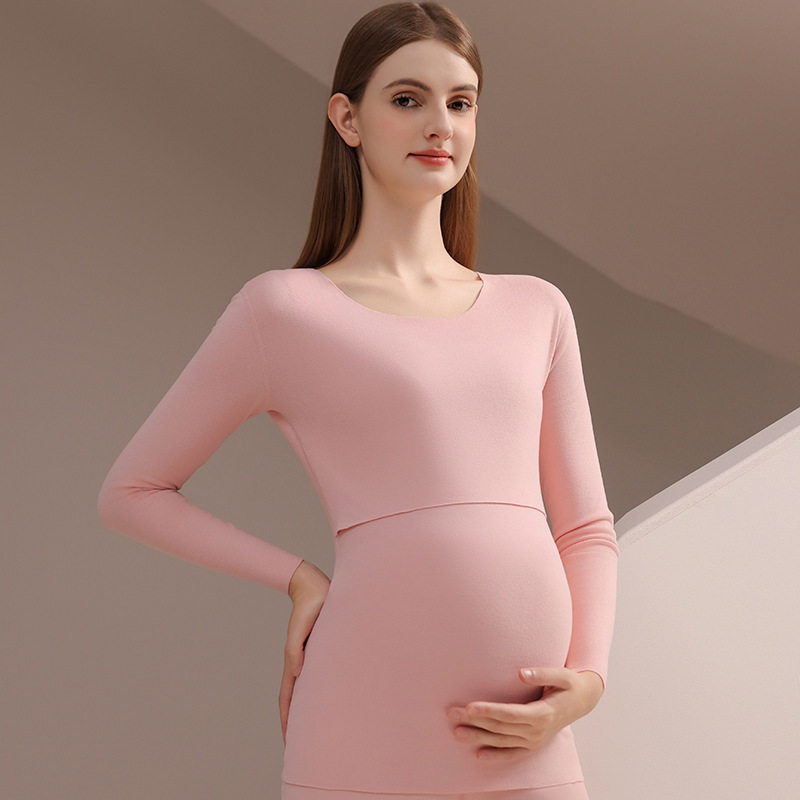 Warm Autumn Clothes for Pregnant Women fleece-lined Postpartum Breastfeeding Clothes De Velvet Breastfeeding Moon Clothes Top Long Sleeve 3211