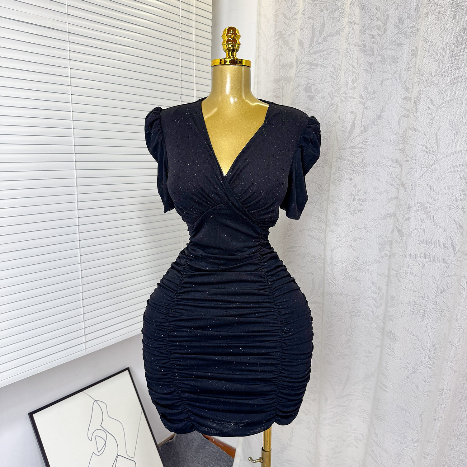 Summer Womens Bodycon Dress Sexy Slim Fit Sheer Mesh Ruffled Design Elegant Evening Wear Wholesale Available