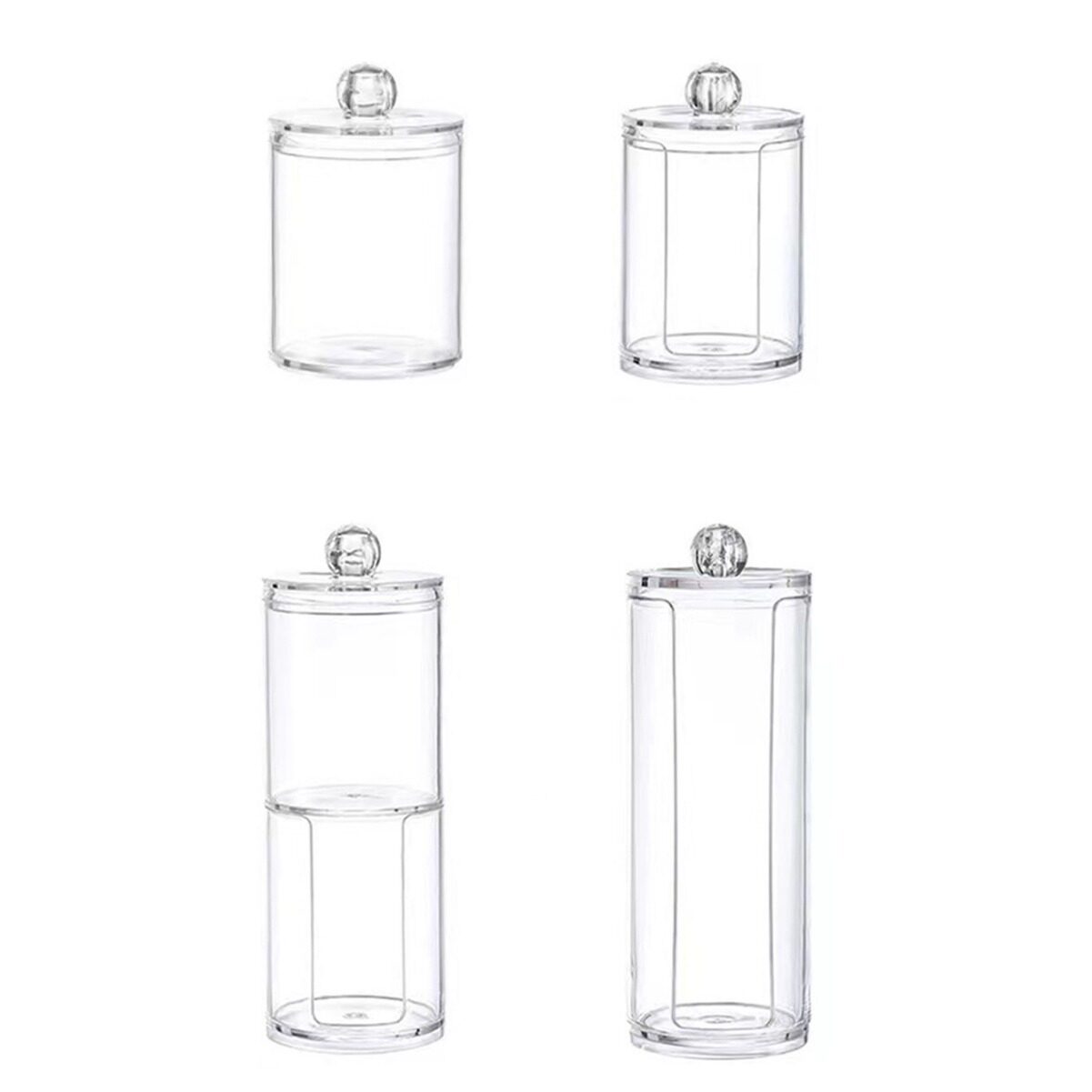 Round Cotton Sticker Box Makeup Remover Cotton Storage Box Household Two-in-One Double-Layer Transparent Desktop Jewelry Cosmetic Cotton Storage Box