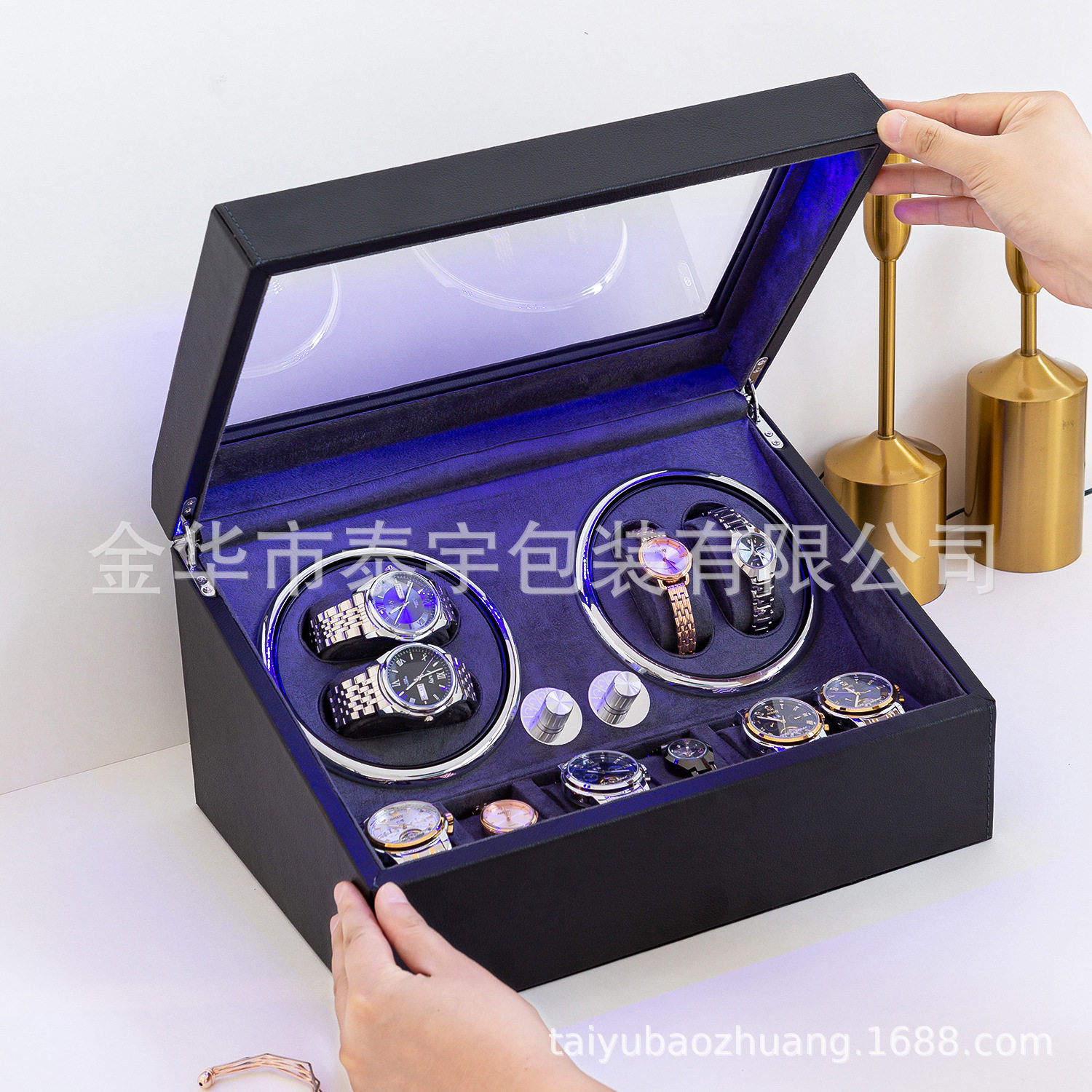 Watch Shaker Leather 4+6 High-End Watch Case Shaker Automatic Mechanical Watch Storage Box Factory Direct Sales in Stock