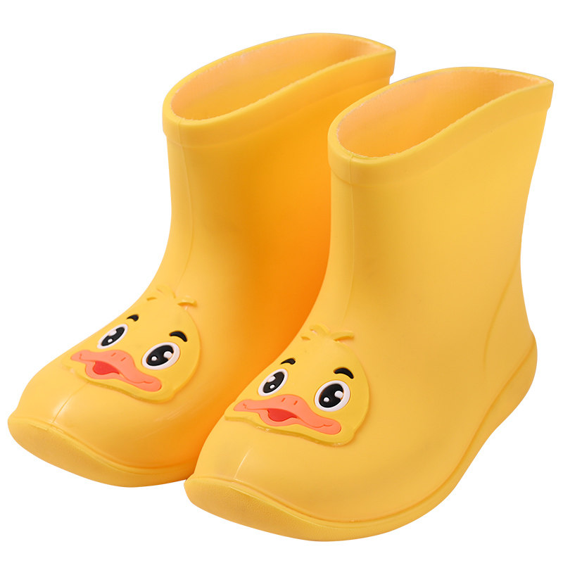 Feng Qingfan waterproof elastic yellow duck children's rain shoes for boys and girls baby rain boots children's water rubber shoes a generation of hair