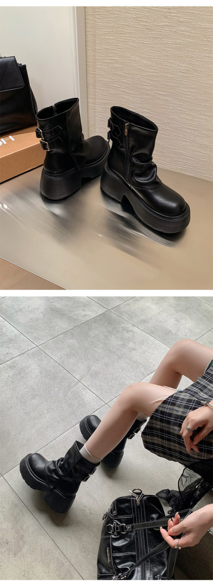 Boot nữ da bò cổ thấp gót xuồng khóa kéo bên hông — Lớp lót đơn màu đen, Lớp lót đơn màu nâu, Lót nhung đen, Lót nhung màu nâu