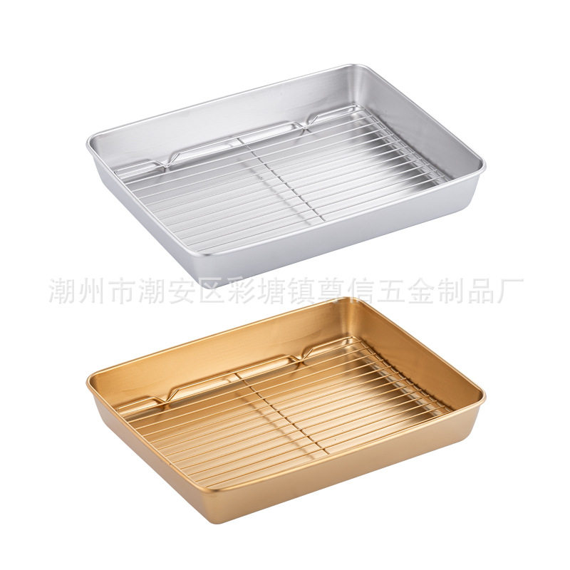 Cross-border exclusive for Amazon 304 stainless steel cooling rack anti-sticking baking tray suit mesh rack grill oven multi-purpose tray