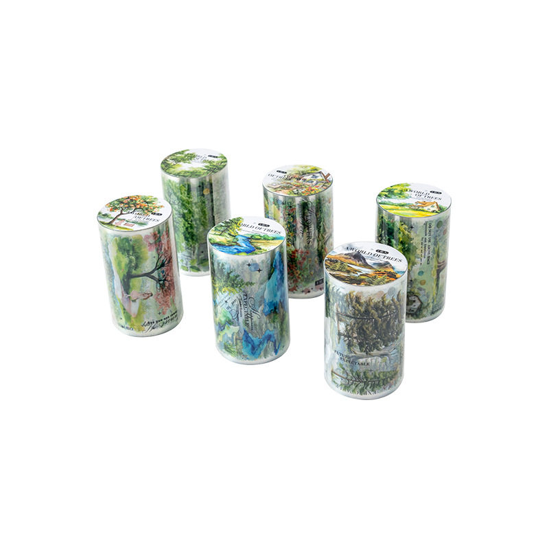 Ketchup Plant Landscaping Pet Tape, a Tree's Scenery, Small Fresh Material, Kidsren's Handbook DIY Collage