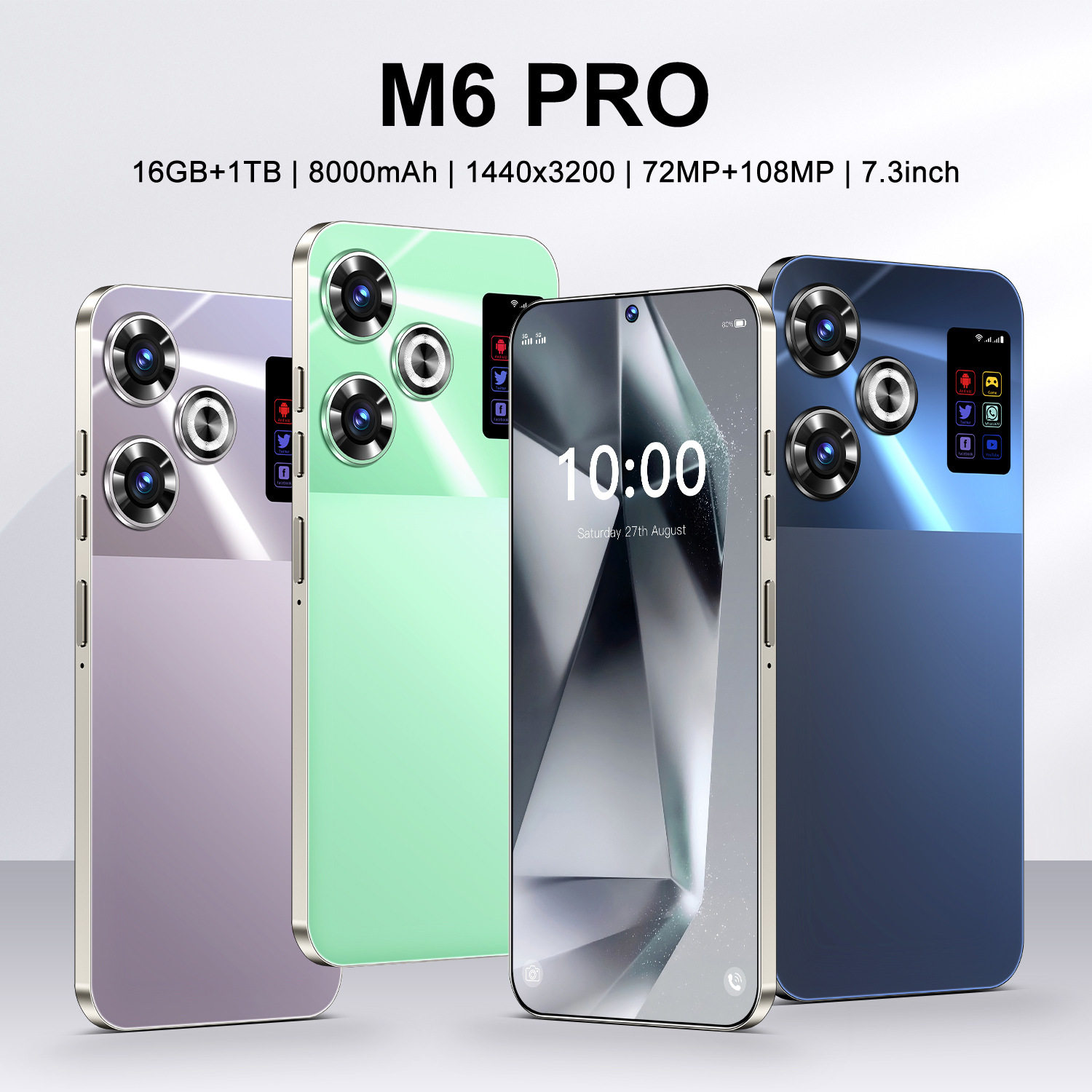 新爆款M6 PRO跨境7.3寸16+1T安卓一体机智能外贸手机源头可代发