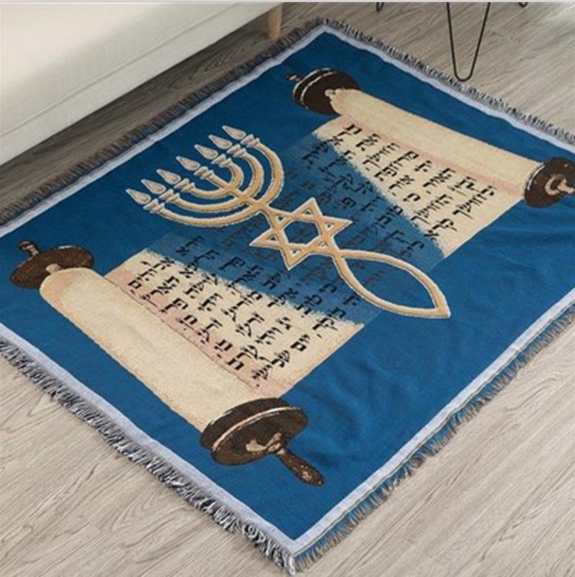 Export Israeli Prayer Tapestry Knitted Tassel Thread Blanket Middle Eastern Popular Sofa Cover Blanket Background Wall Decorative Blanket