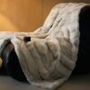 Snow Velvet Stripesd Accessible Luxury Rabbit Mink Blanket Long Fur Office Shawl Blanket Nap Air-Conditioned Sofa Blanket
