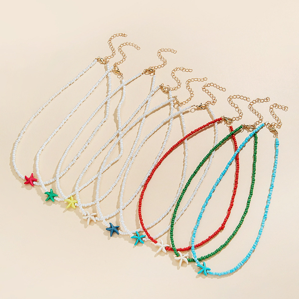 European and American Cross-border Couple Bohemian Rice Bead Necklace Handmade Beaded Clavicle Chain Beach Personalized Starfish Jewelry Batch