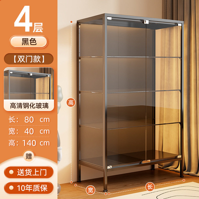 手办柜玻璃展示柜痛柜带锁带门书柜防尘透明模型收纳柜玩具储物架