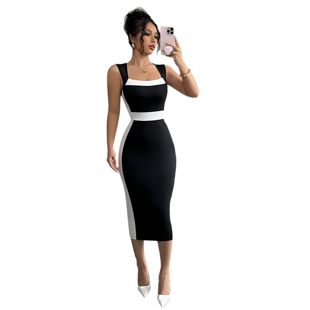 Color Block Sexy Bodycon Dress Sleeveless Party Wear Summer Fashion Wholesale Available factory direct
