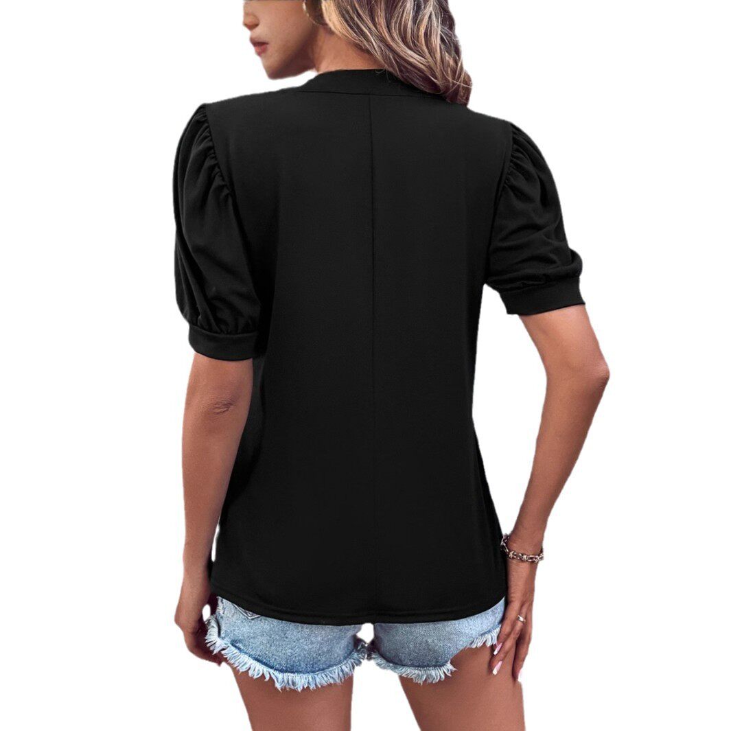 Womens Loose Fit Short Sleeve T Shirt Solid Color Comfortable Fabric Casual Style Wholesale Available