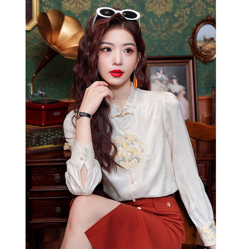 Autumn Clothing for Women with Horse Face Skirt New Chinoiserie National Style Buttoned Shirt Top 2025 New High-End Small Shirt Women's Clothing