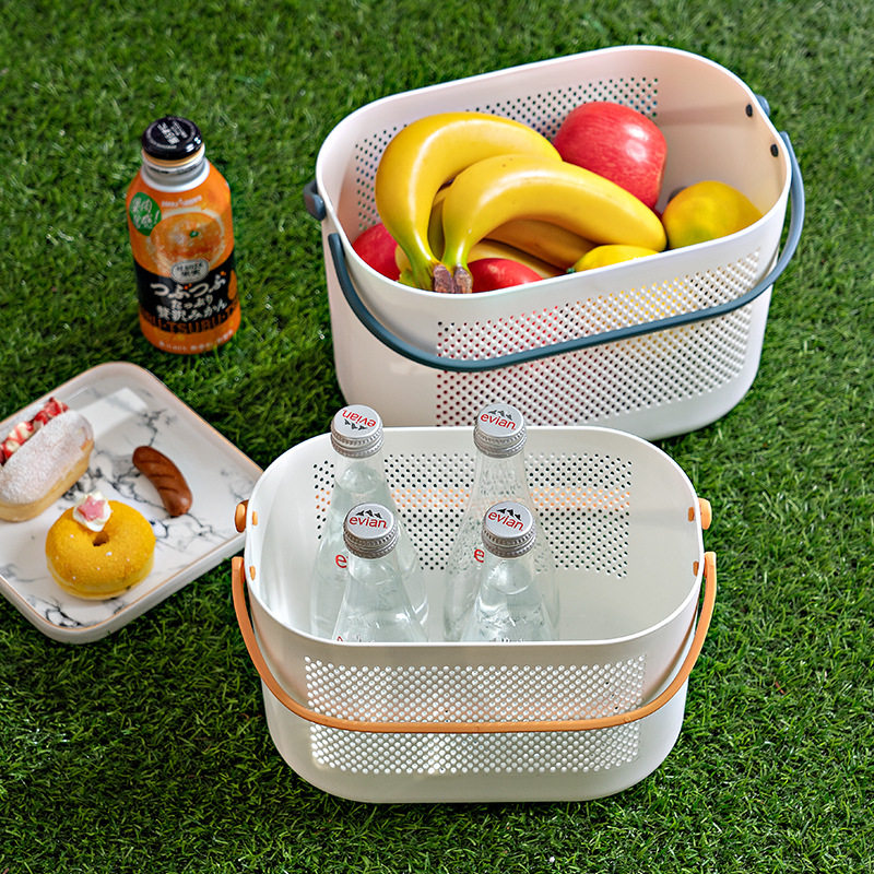 Japanese Style Bath Basket Bathroom Storage Basket Household Hollow Fruit and Vegetable Basket Thickened Bath Basket Storage Box Wholesale