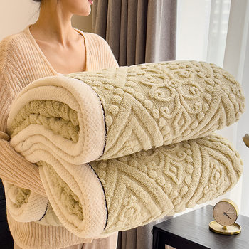 Cross-border New Class A Carved Fleece Blanket Double-sided Thickened Single and Double Blanket Office Nap Flannel Blanket