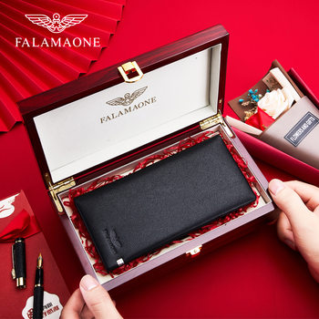 Falai Armani Men's Wallet Genuine Leather Fashion Long Wallet Business High-end Wallet Husband Birthday Gift