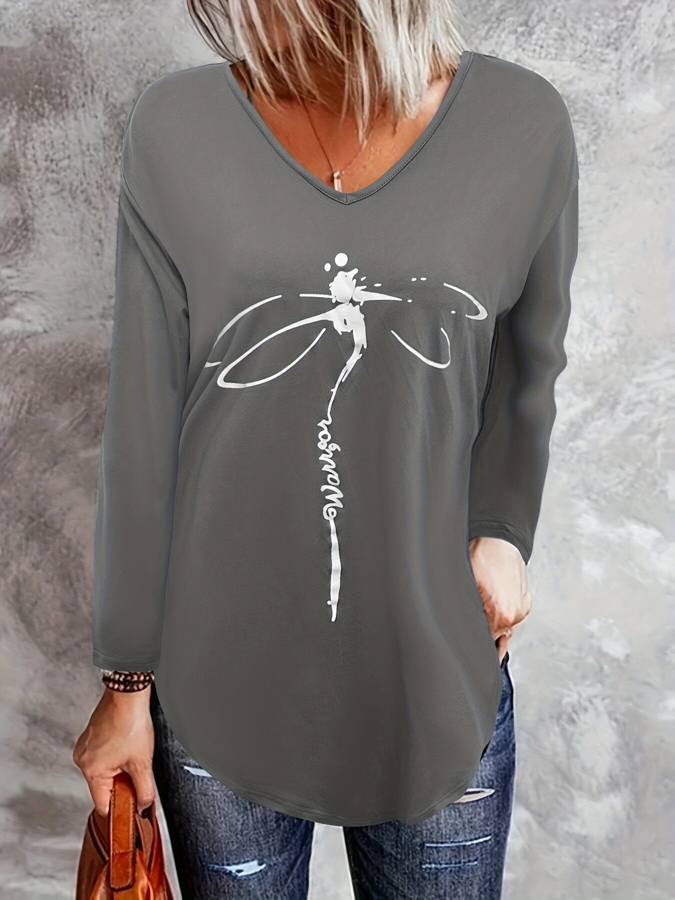 Womens Loose Fit Long Sleeve T Shirt V Neck Bamboo Fabric Summer Style Wholesale Available customizable