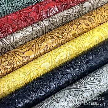 0.9mm New Pvc Scraper Chinese Style Retro Large Flower Carving Pattern Luggage Shoe Material Decorative Leather Phoenix Tail Flower