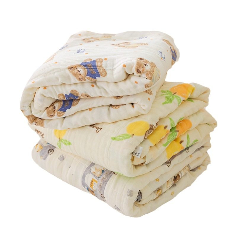 Baby Gauze Bath Towel Class A Newborn Soft Absorbent Printed Children's Bag Six-Layer Baby's Cuddle Children's Squirt