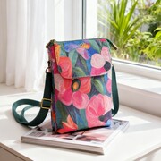 Versatile Printed New Oil Painting Series 5-Layer Crossbody Phone Bag Pastoral Fabric Women's Bag Lightweight Easy to Match Shou