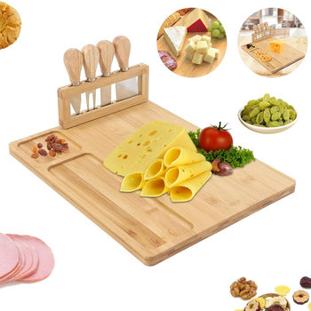Bamboo Cheese Board Four-Piece Set Cheese Knife Four-Piece Set Bread Board Cutting Board Kitchen Bamboo Chopping Board
