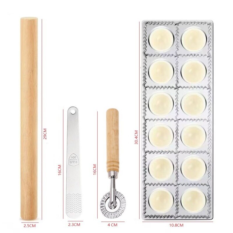 Cross-Border Italian Dumpling Mold Aluminum Alloy Dumpling Mold 12-Hole Dumpling Mold 5-Piece Set of Dumpling Mold Set