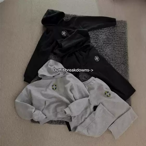 Embroidered Autumn and Winter Trendy Brand Fashion Pullover Long-Sleeve Hooded Sweatshirt Set Men's Casual Versatile Jacket Trendy