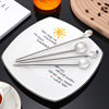 Factory Direct supply 304 stainless steel straw cherry blossom round head tableware dual-purpose spoon milkshake smoothie stirring straw spoon