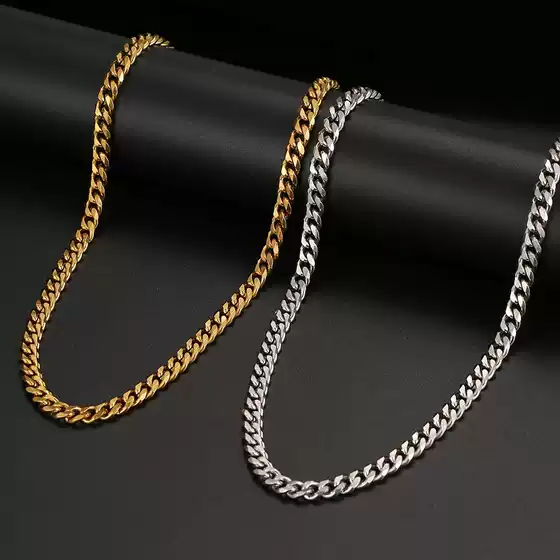 Hip-Hop Versatile Cuban Chain European and American Fashion Titanium Steel Necklace Men's Sweater Chain Pendant Personality Trend
