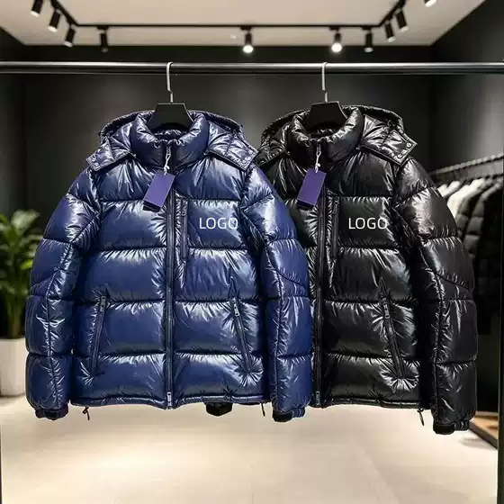 Cross-Border Plus-Size Export Hot-Selling Glossy Red Horse Embroidered Logo Detachable Hood Classic Luxury Men's Jacket