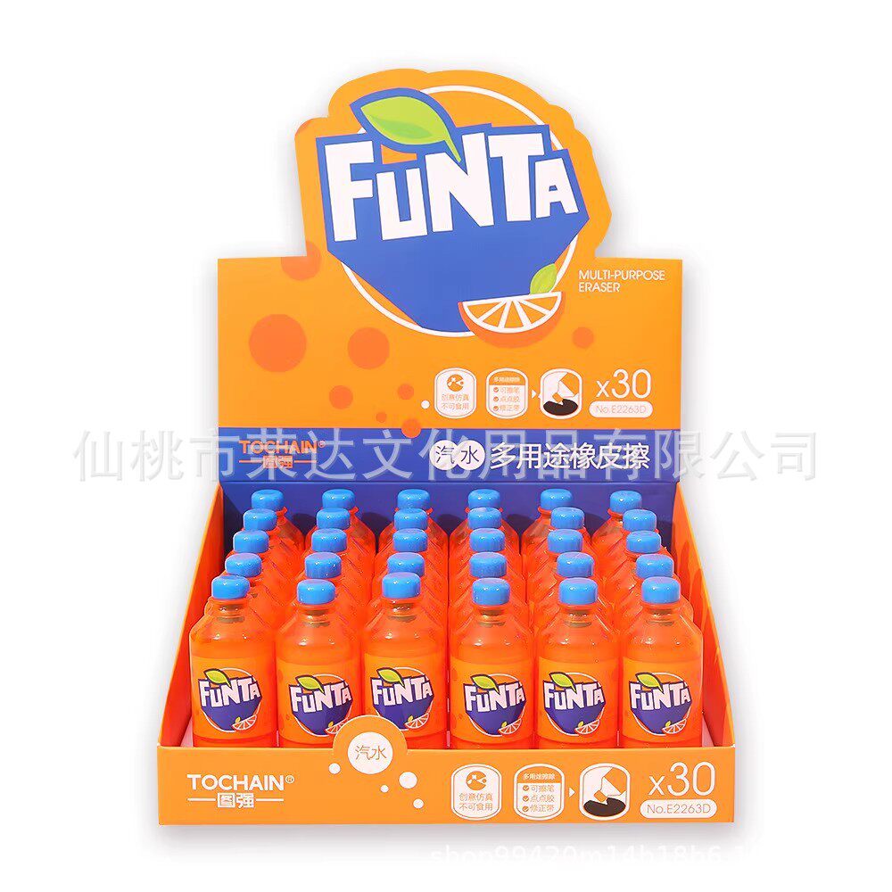 Tuqiang E2263B Coke Soda Multifunctional Eraser Fanta Sprite Beverage Bottle Shape Hot Erasable Leather