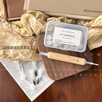 Xiaoying Nail Art-Double-headed Wooden Handle Brush Replaces suit Nail Art Tools (10 for each of the 2 brushes)