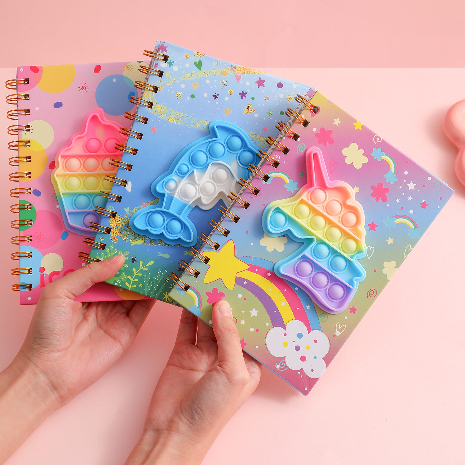 Cartoon Unicorn Hard Surface Coil Book Student Silicone Bubble Notebook Decompression Journal Book Children's Gift Book