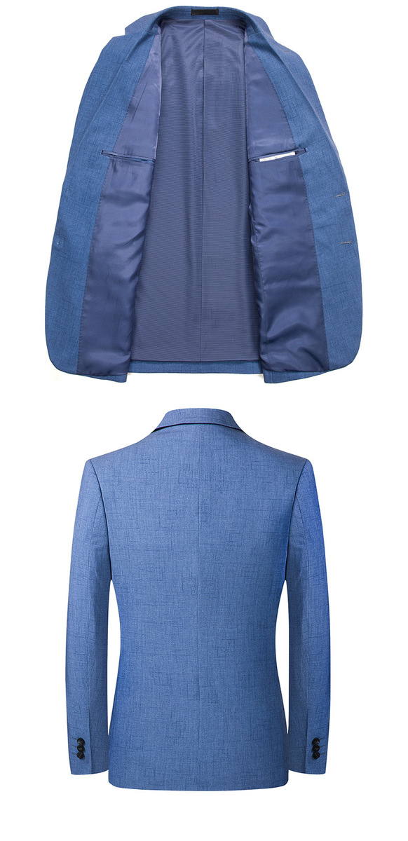 Áo vest nam blazer mỏng nhẹ họa tiết kẻ caro xanh dương dáng ôm — Kẻ caro xanh dương