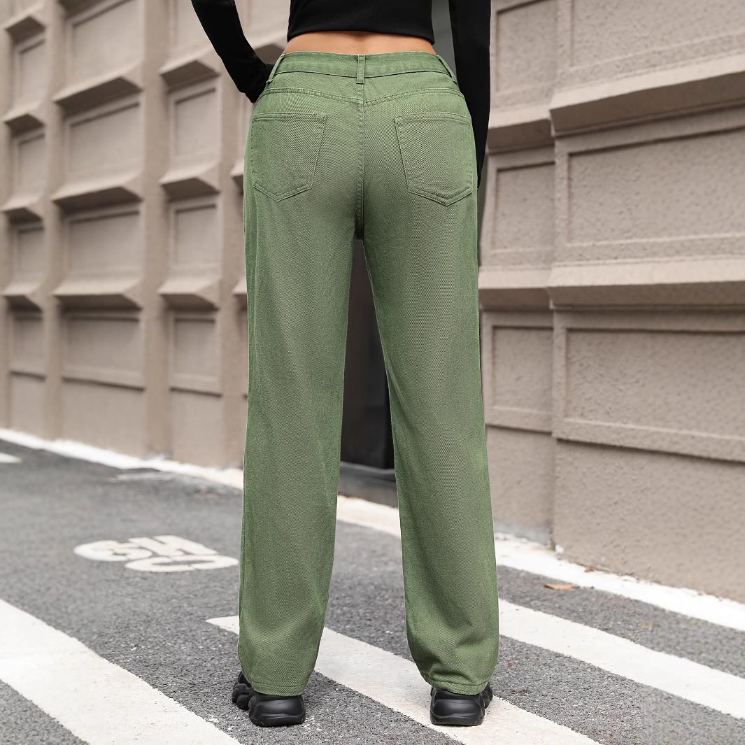 Womens Distressed Wide Leg Straight Jeans Casual Style European and American Fashion Perfect for Everyday Wear