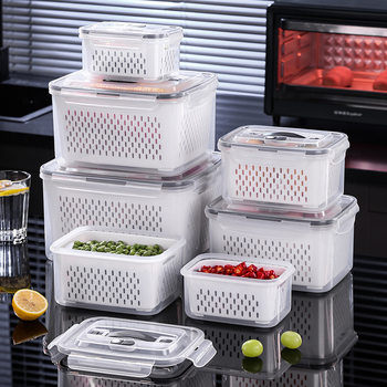 Draining basket crisper with handle plastic sealed lunch box Bento Box large capacity food storage box microwave oven