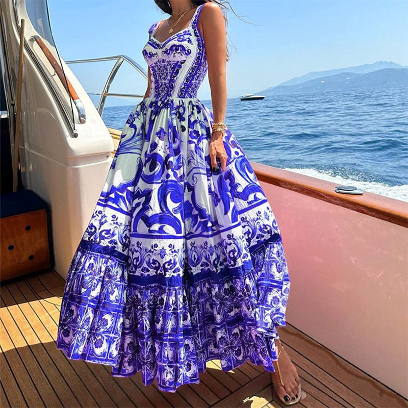 Bohemian Floral Maxi Dress Spring Collection Sleeveless Flowy Design Perfect for Casual Outings Wholesale Available