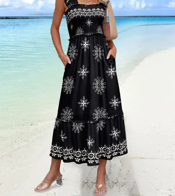 Summer Vacation Dress Casual Style Lightweight Fabric Vibrant Colors Perfect for Beach or Resort Ready to Ship
