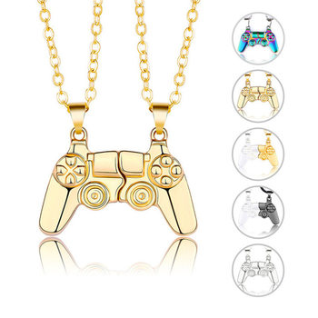 A pair of personalized couple pendant necklace game machine handle men and women magnet stone suction couple necklace accessories gift