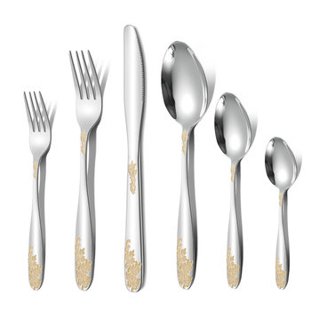 Cross-Border Stainless Steel Tableware Western-Style Knife, Fork, Spoon, Steak Knife and Fork Set Wholesale for Home Use, Light Luxury Style